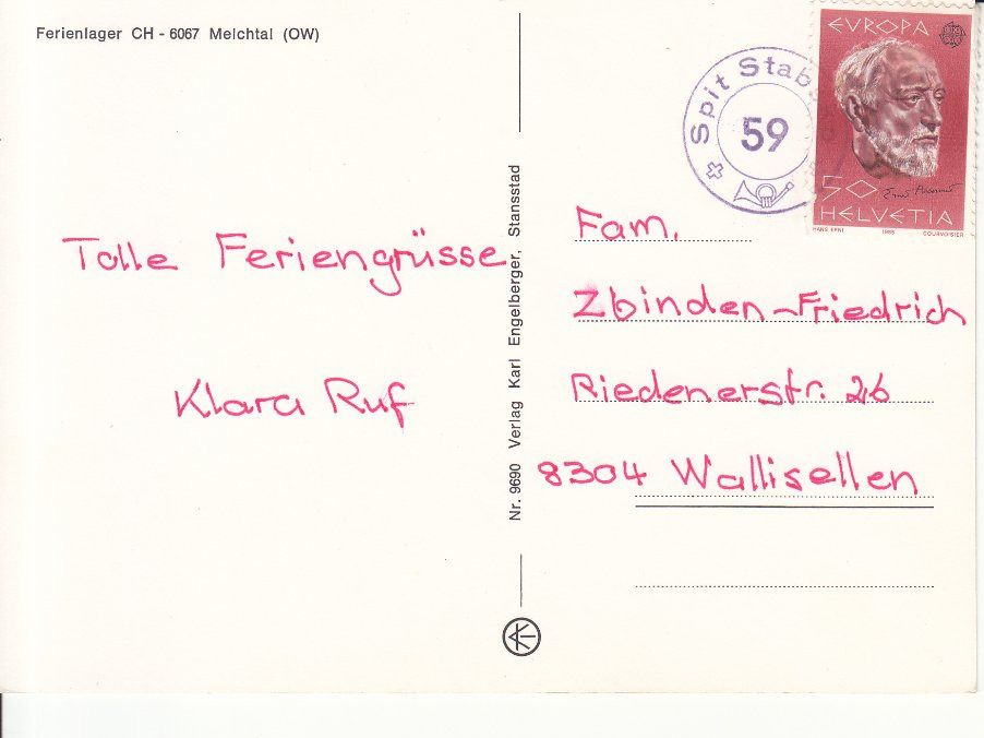 Ansichtskarten: Melchtal 1985 – Gebraucht aus Bürglen TG von StampGraf 1