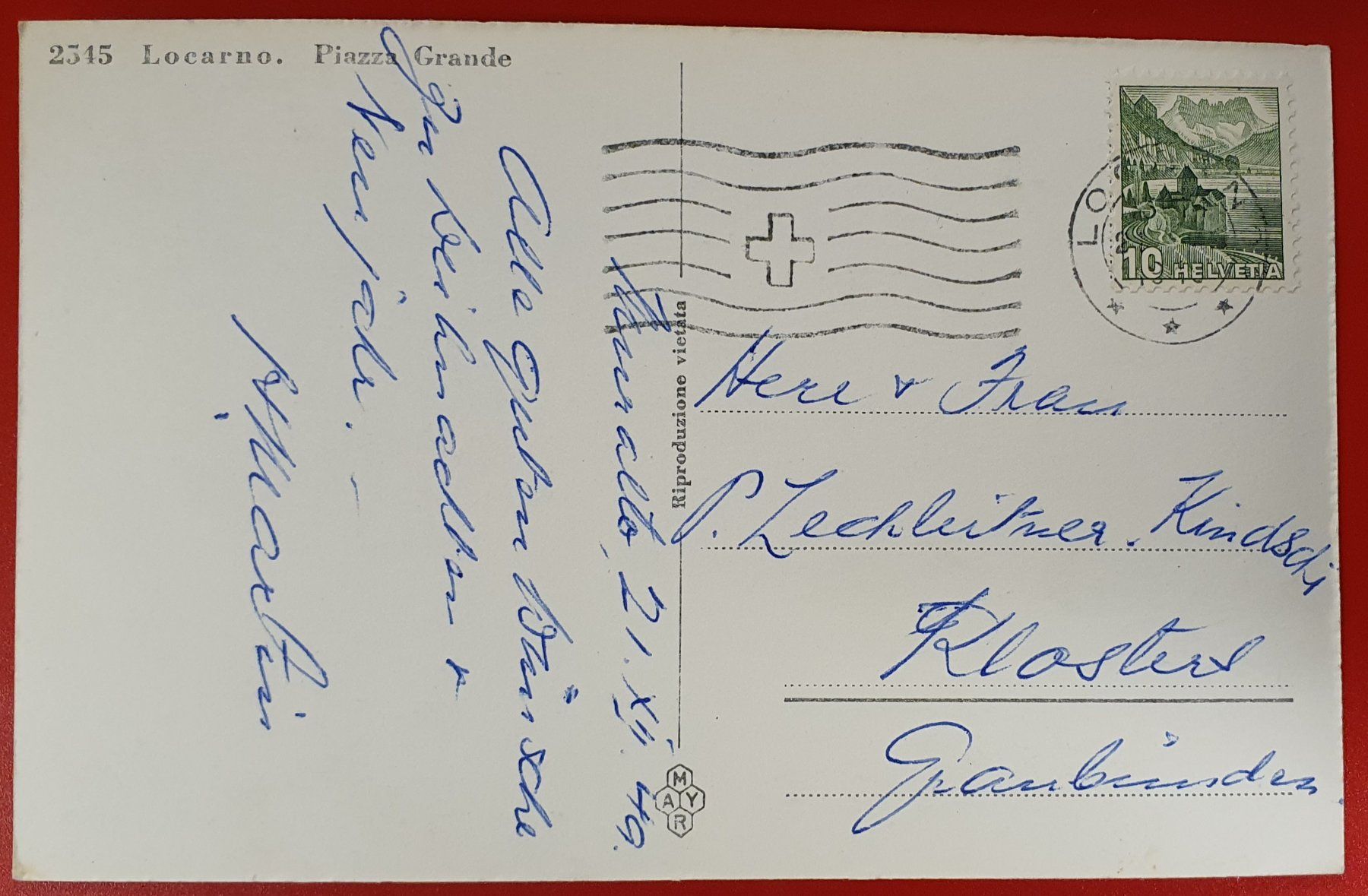 Cartoline postali: Locarno - Piazza Grande – Usato da Kreuzlingen venduto da Rschweiz1 1