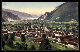 AK Stans, Panorama mit Kirche und See