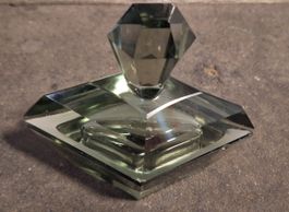 Schmuckdose/ Schatulle, aus Kristallglas ART DECO, mit Decke