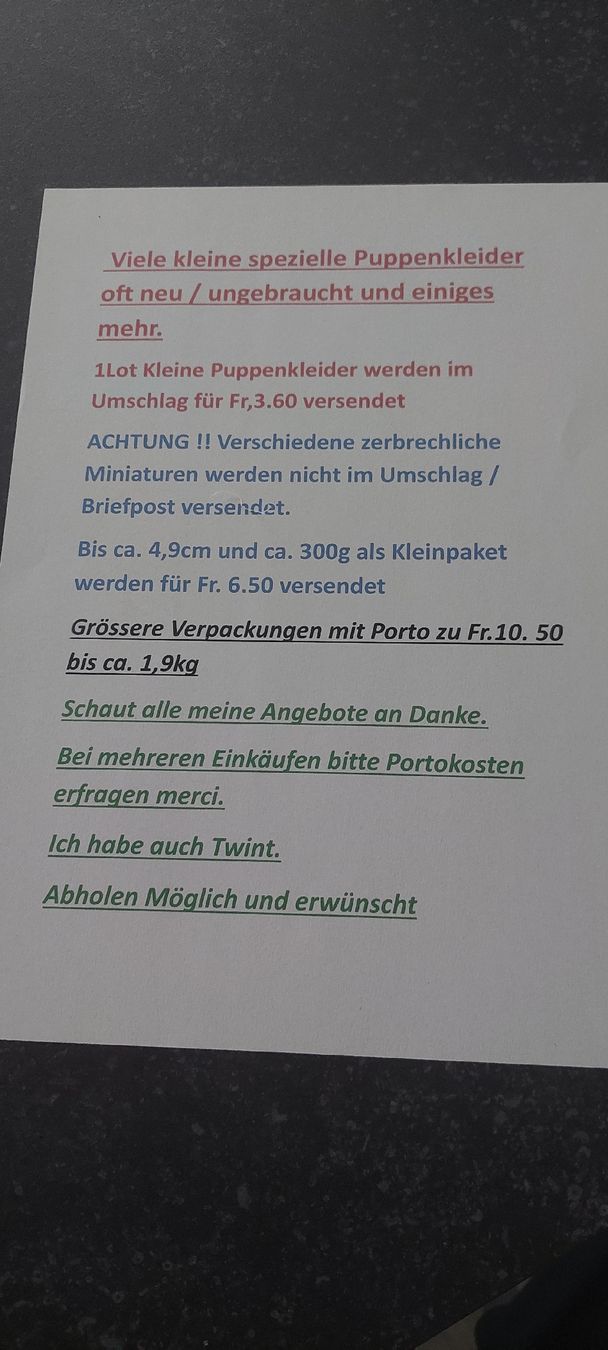 Puppenhäuser & -möbel: Puppenkleidchen  – Neu (gemäss Beschreibung) aus Muri AG von nindo1 1