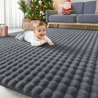 Hochflor Teppich 120x160 flauschig waschbar Grau