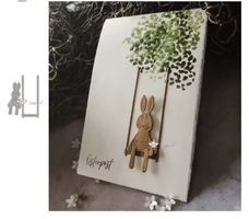 Neues Stanzschablonenset Hase auf Schaukel