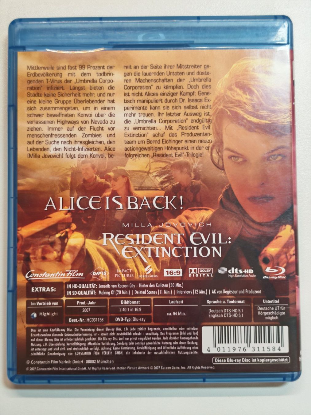 Tutti i DVDs: Resident Evil Extinction – Usato da Liestal venduto da Kratzilla 2