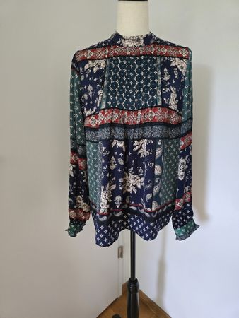 Linea Tesini Boho Patchwork Bluse S 36 – Mehrfarbig Paisley 