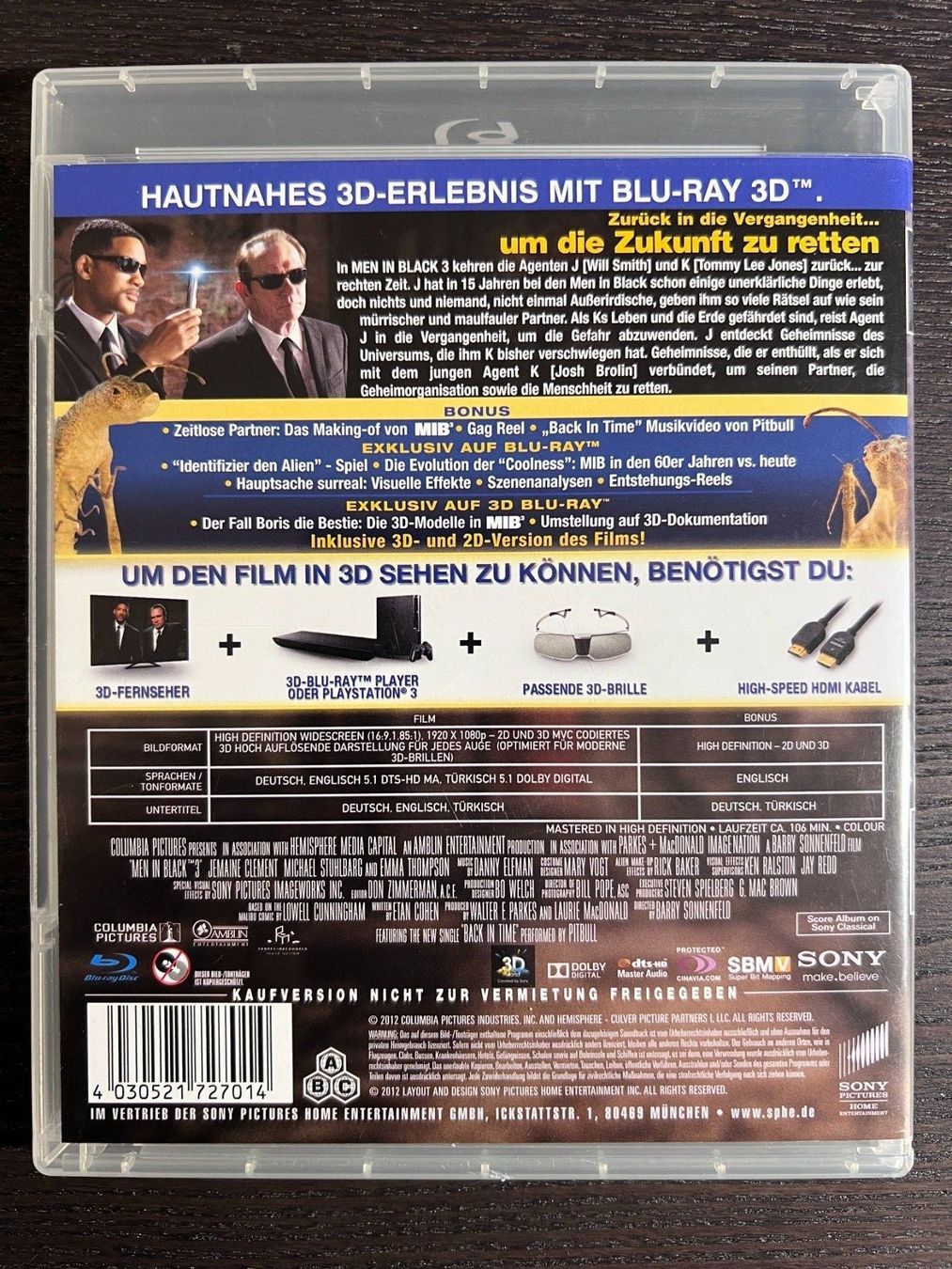 Tutti i DVDs: Men in Black 3 in 3D – Usato da Zürich venduto da Blu-ray_ZH 1