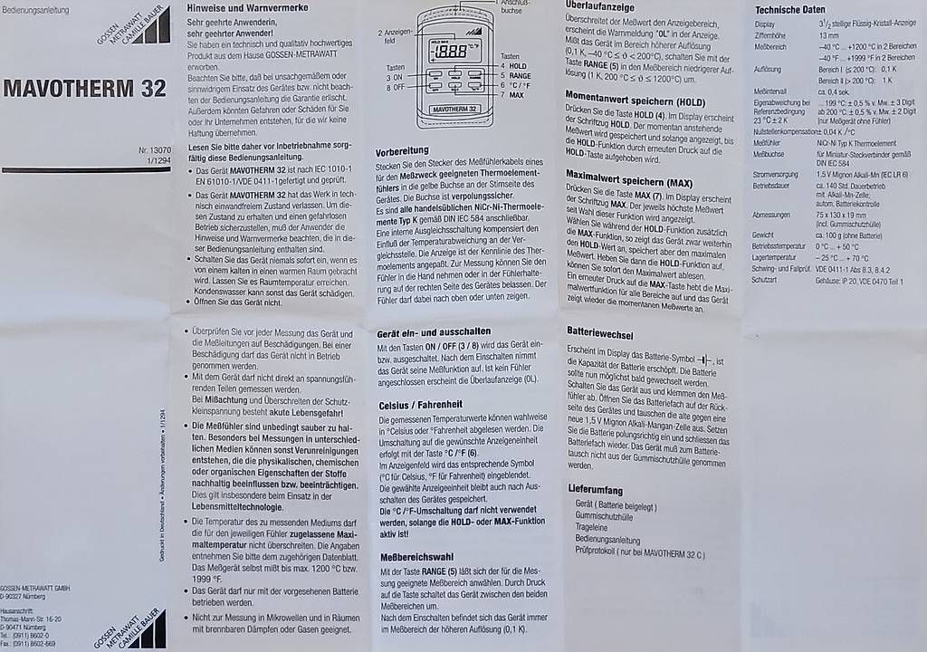 Mesurer: Temparaturmessgerät MAVOTHERM 32 – D'occasion à Watt par Aussi03 4