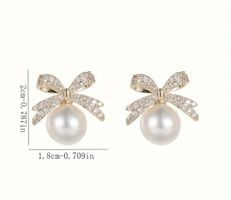 Elegante Perlenohrringe mit Strass-Schleife