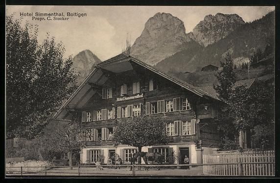 Cartoline postali: Boltigen, Hotel Simmenthal, Propr. C. St – Usato da Berlin venduto da bartko-reher