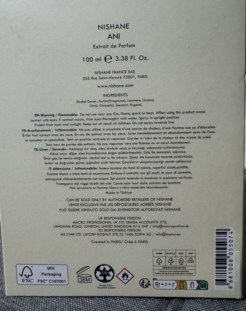 Nishane Parfums & Eau de Toilette: Nishane ANI extrait de parfum 100ml – D'occasion à Genève par ribes_rubrum 3