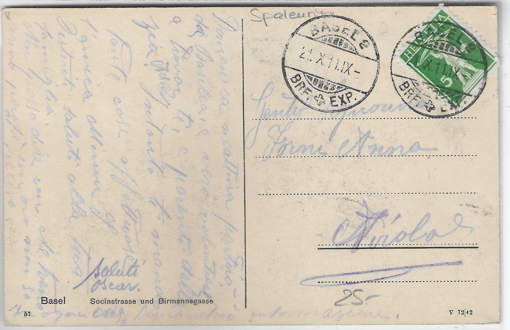 Cartoline postali: Basel - Socinstrasse und Birmannsgasse – Usato da Ettingen venduto da Kartenplanet 1