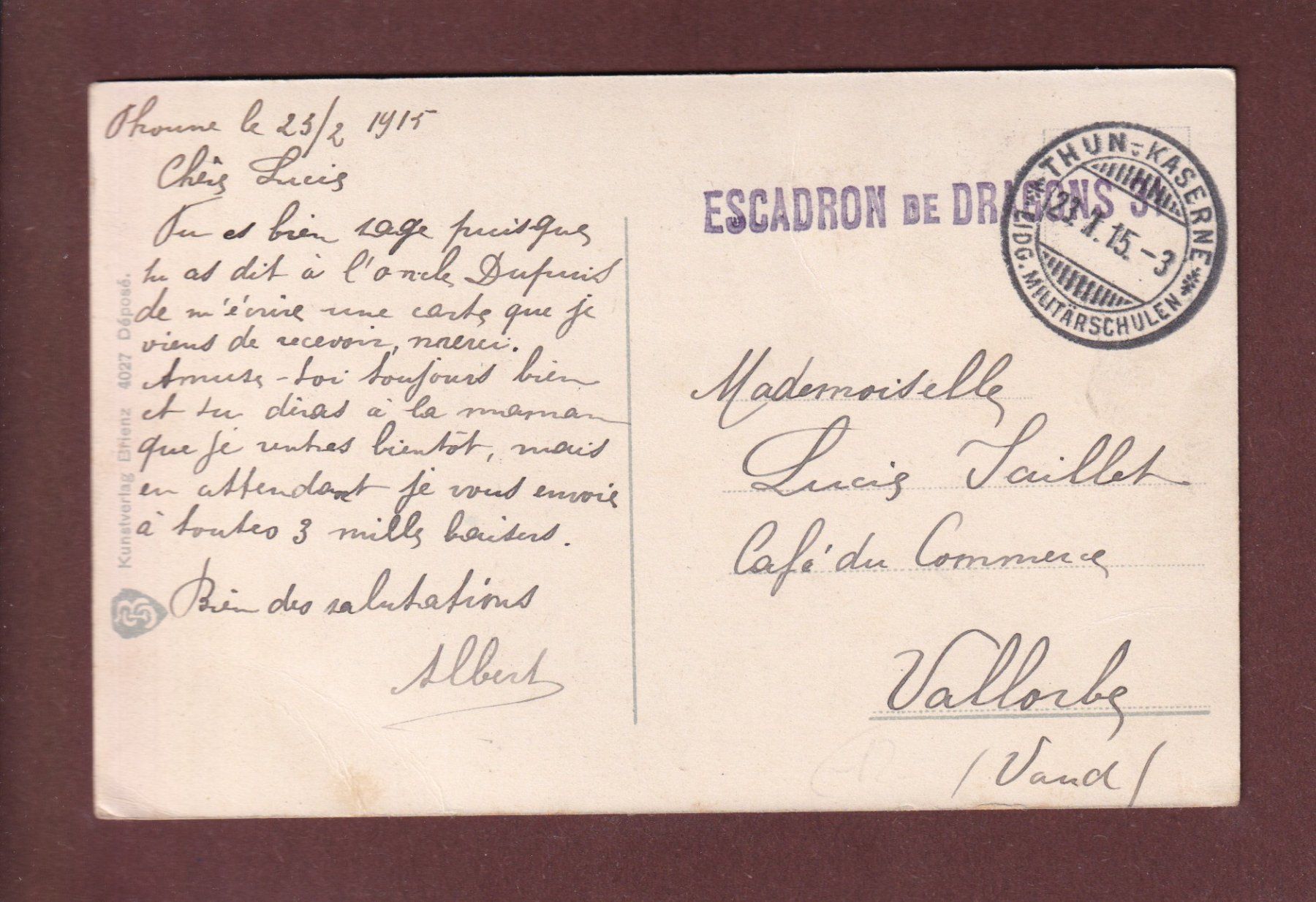 Cartoline postali: NIESENBAHN - 1915 Feldpost – Usato da Pully venduto da nicecards-shop 1