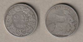 2 Franken 1860 --- sitzende Helvetia ----