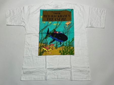Vintage 90s T-Shirt Tintin Double Print New Under Blister L