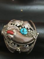 Indianer Native American Armreif Navajo mit Türkis Koralle