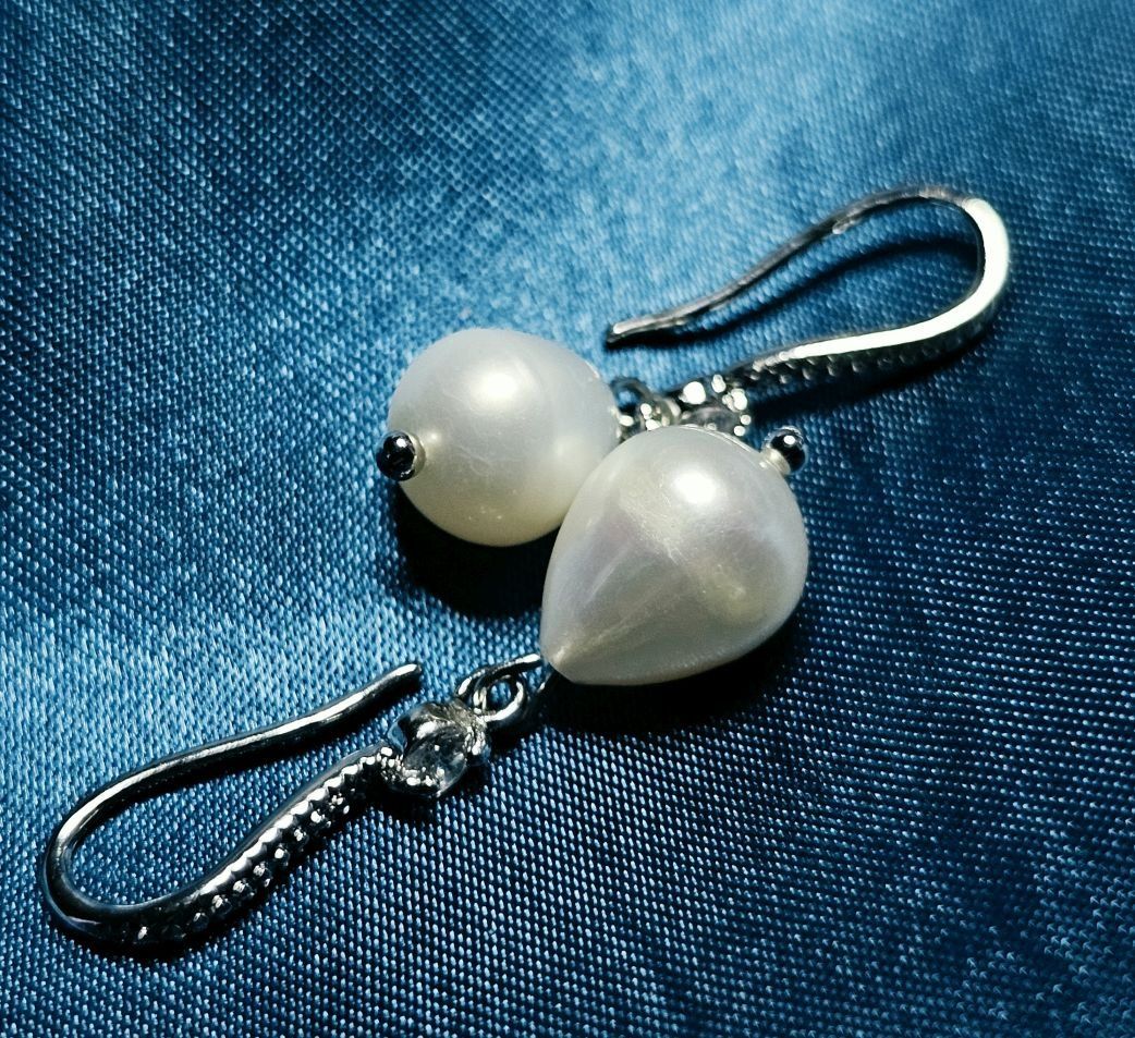 Orecchini pendenti & Orecchini a lobo: Versilberte 925 Ohringe mit echten Perlen c.a.10 mm – Nuovo (secondo la descrizione) da Grenchen venduto da maretop