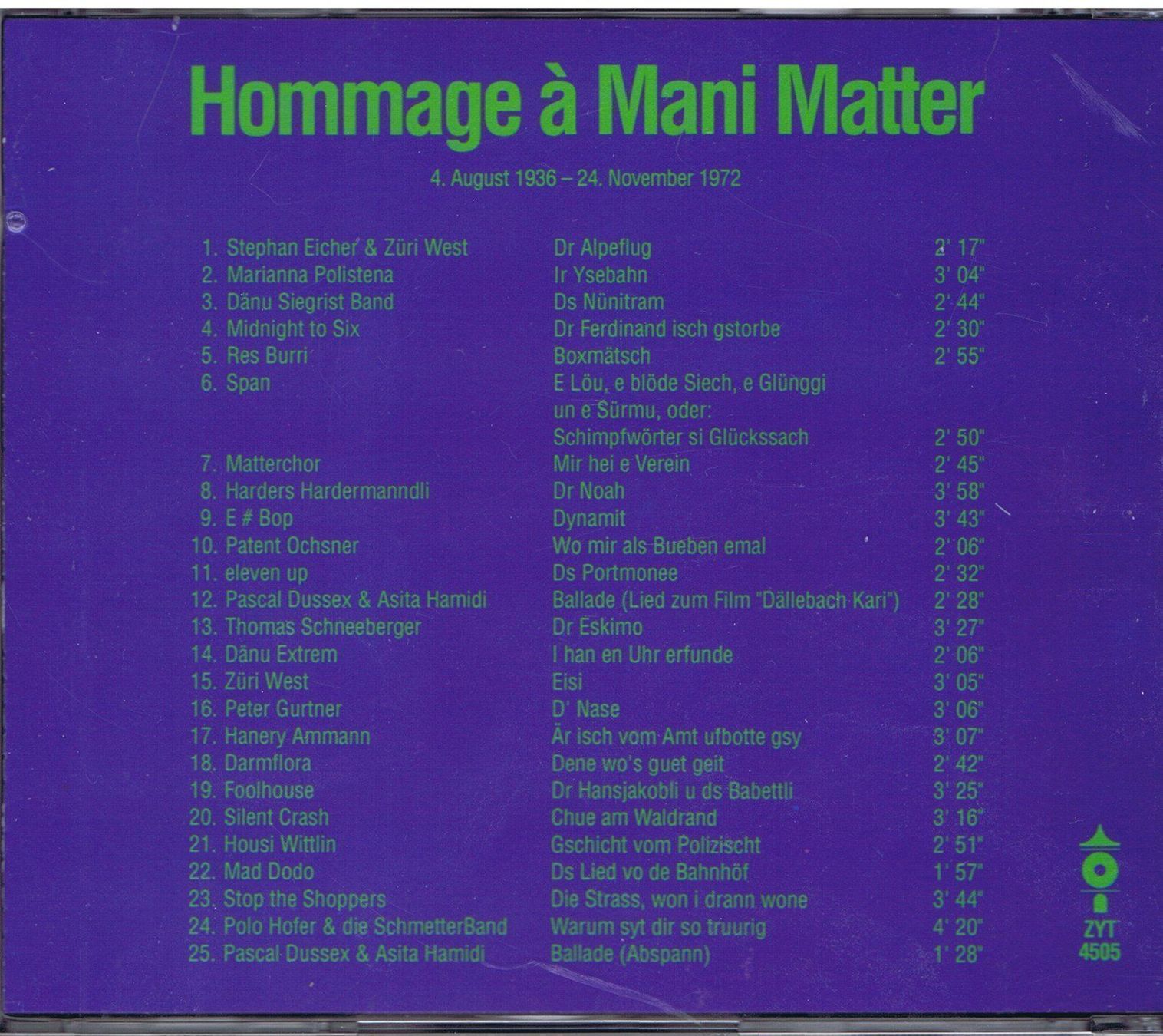 CD: Rock Matter / Hommage a Mani Matter – Usato da Unterengstringen venduto da Lastchance 1