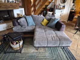 Ecksofa grau Stoff rechteckig guter Zustand