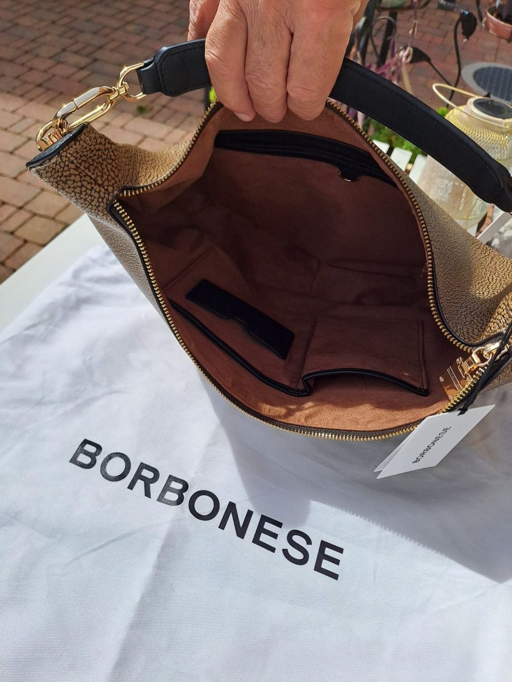 Borbonese Borse da donna: Borsa Borbonese- HOBO Medium OP Natural – Nuovo e nell'imballaggio originale da Ligornetto venduto da Pol63 1