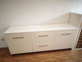 Moderne Sideboard weiss mit Tresor 180x75x45cm