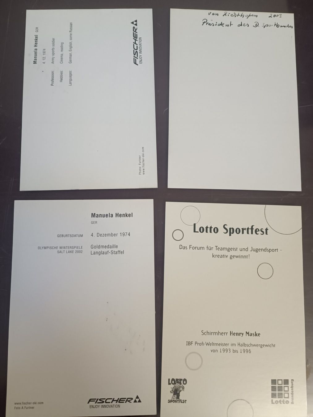 Autografi: 4 signierte Sport Mixed Autogrammkarten - Set – Usato da Menziken venduto da Artographs 1