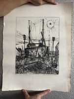 Radierung 32/100 "Hafen…." Hilmar Friedrich 1972
