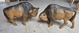 Bison Holzschnitzerei Holzfigur Holzskulptur 