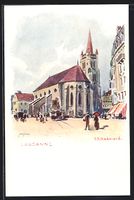 Litho Lausanne, Strassenpartie mit Kirch