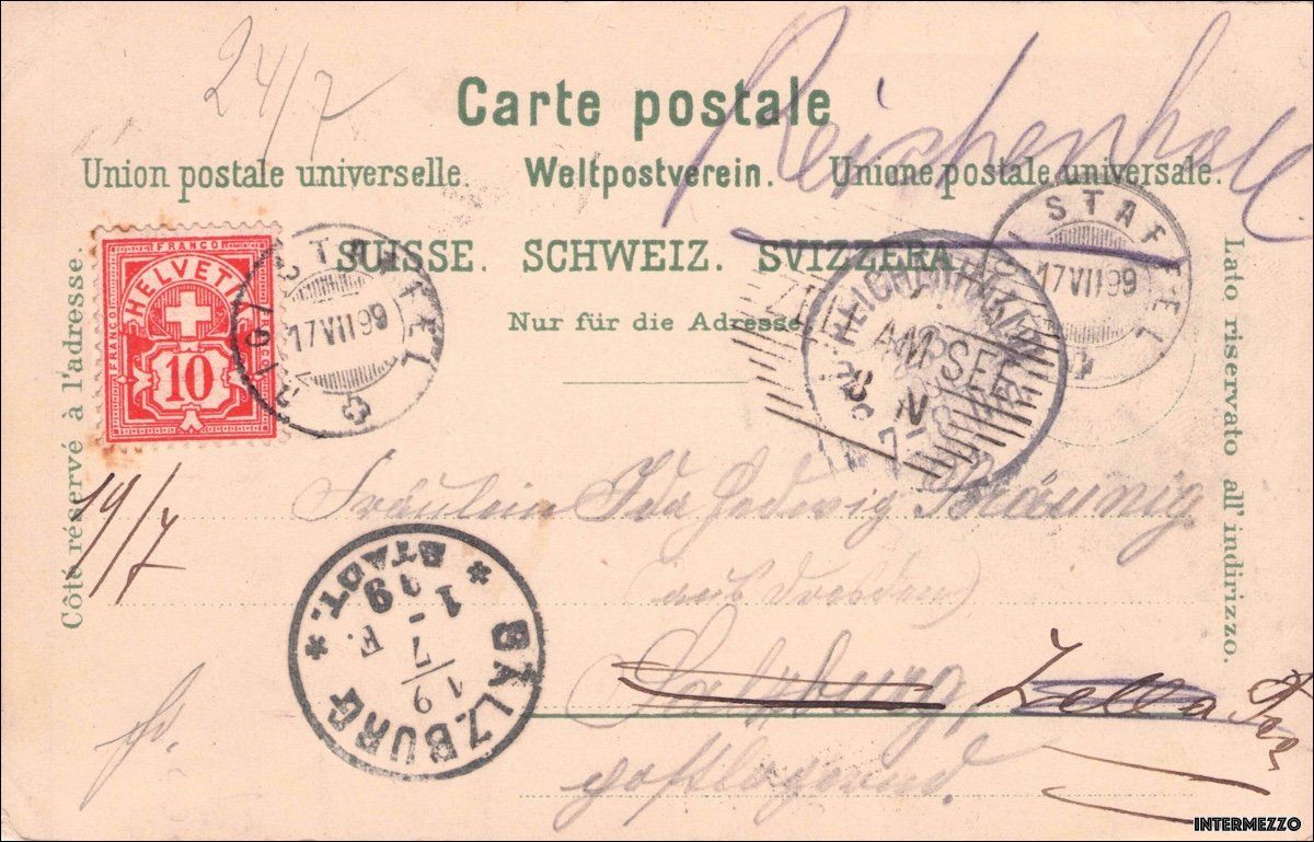 Ansichtskarten: Rigi // 1899 Litho Gruss vom Rigi // Lithographie – Gebraucht aus Basel von intermezzo12 1