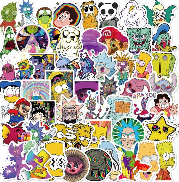 52 Stk. Sticker Aufkleber - Trippy Cartoon Figuren | Kaufen auf Ricardo