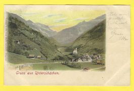 9.6.1901Luftbild Dorf Unterschächen/Gruss aus Unterschächen