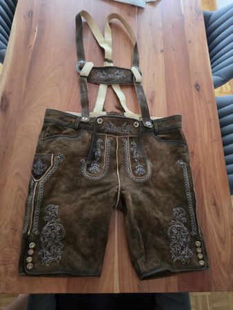 Lederhose Gwandler braun mit Trägern Grösse 56