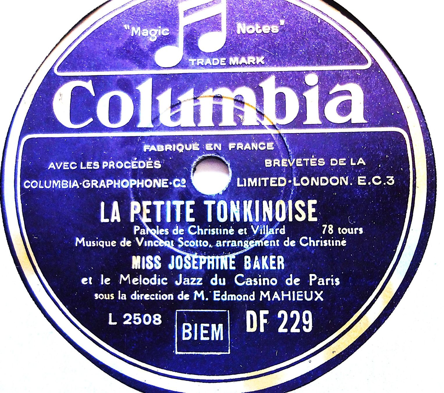 Dischi in vinile: Josephine Baker, schöne Schellackplatte mit Original-Hülle – Usato da Hemishofen venduto da Phonomandy 1