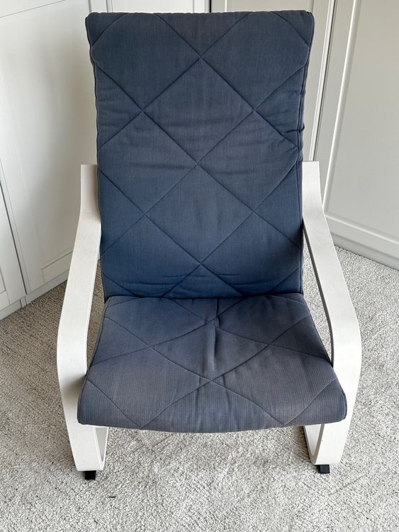 IKEA POÄNG Sessel, hellblau Stoff mit weissem Holzgestell Kaufen auf