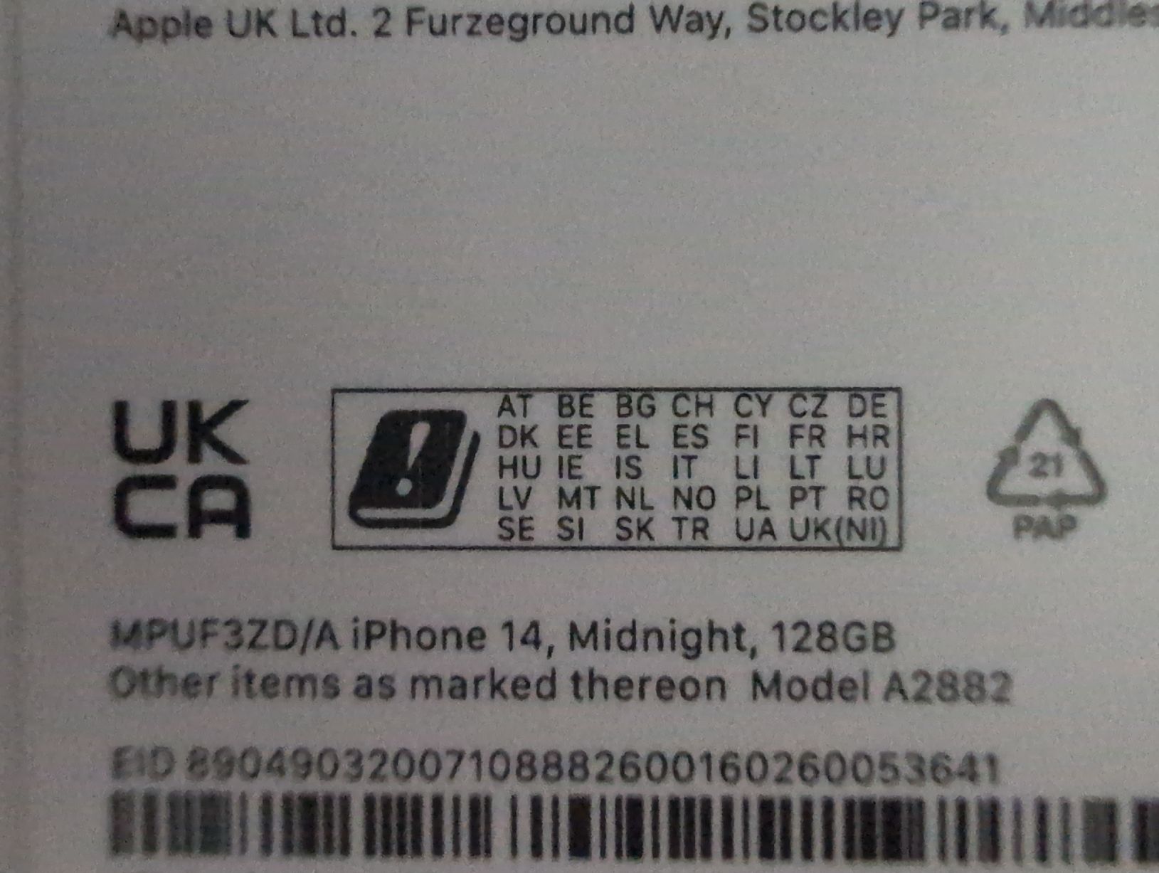 Apple Telefoni cellulari / Smartphones: iPhone 14 128GB Midnight New Sealed – Nuovo e nell'imballaggio originale da Zug venduto da skl_mpp8 3