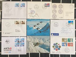 9 x Arme-Flugzeuge: Briefe, AK, Stempel