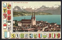Luzern, Teilansicht mit Kirche und den A