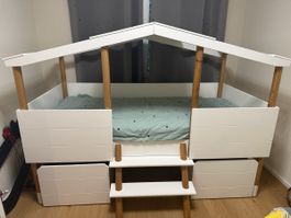 Lit enfant +matelas +2 tiroirs rangement 90x200