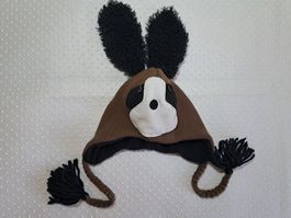 NEU! Mütze gestrickt mit Hund One Size