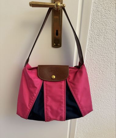 Sac Longchamp rose et bleu foncé 