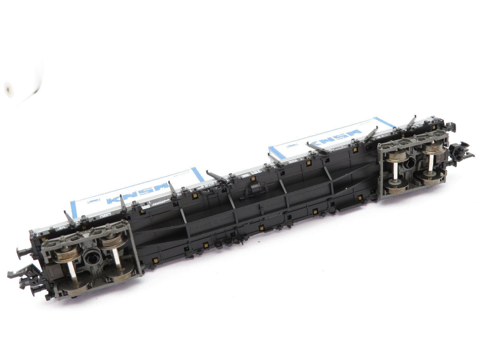 Fleischmann Modellini di ferrovie: Fleischmann Spur N 4achs. Flachwagen mit 2x Container "KNSM" – Usato da Unterengstringen venduto da b.kaiser81 2