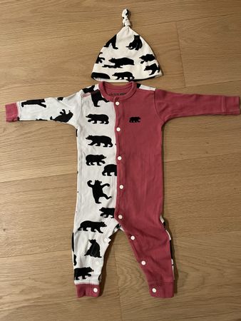 Cute Baby Bear Outfit 3-6m, Jumpsuit & Hat Set