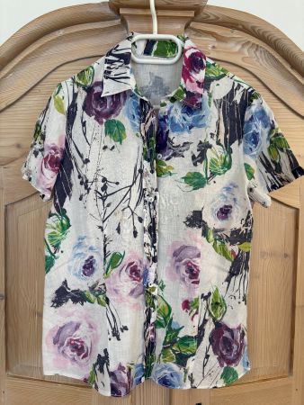 Leinenbluse, florales Desing/ Gr.40/42
