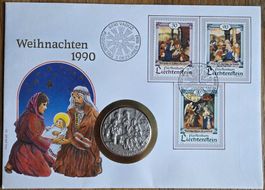 Silbermedaille Weihnachten 1990