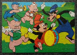 King-Puzzle in OVP; W.Disney, drei kl.Schweinchen+böser Wolf