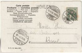WOHLEN, Stabstempel auf Kitschkarte 1905