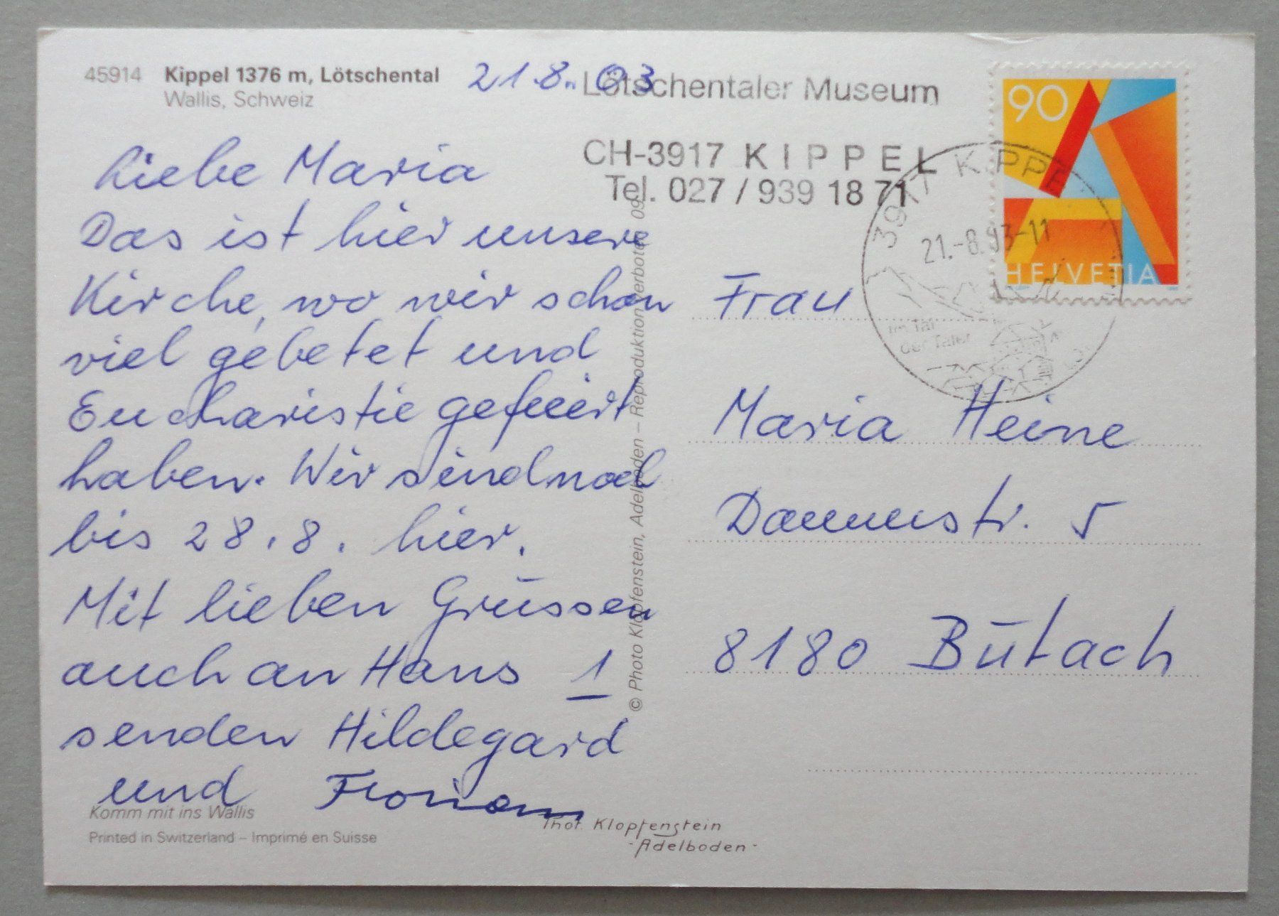 Cartoline postali: Kippel 1376 m, Lötschental – Usato da Fétigny venduto da Billy2miny 1