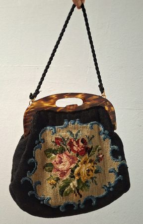 🌹Handtasche Petit Point Blumenmuster Vintage , Gobelin