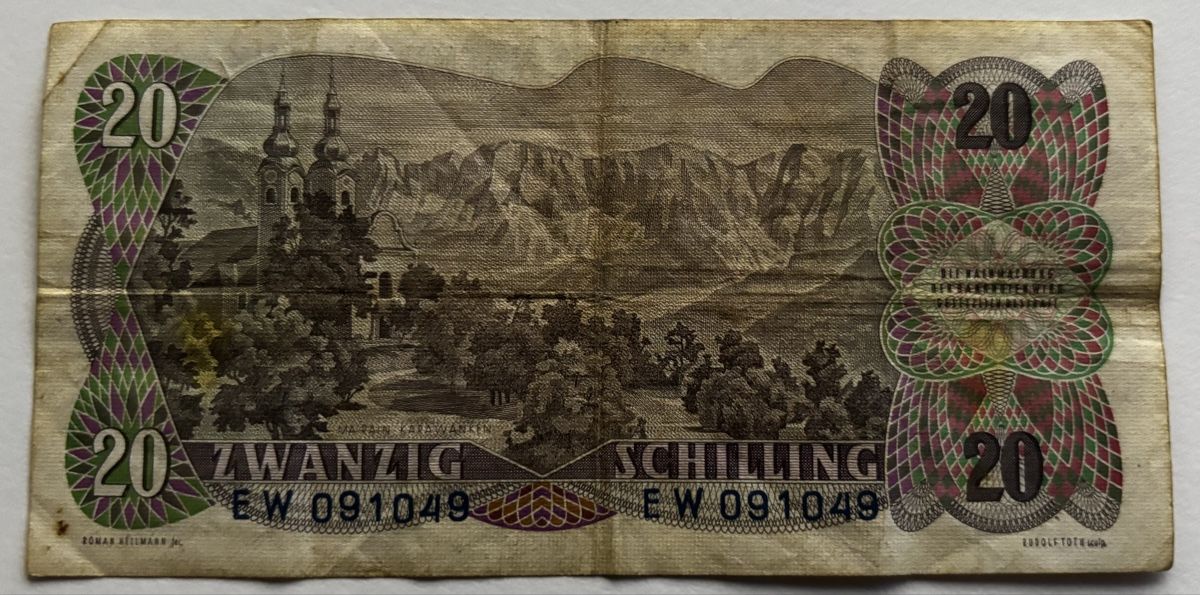 Banconote: Österreich 20 Schilling 1956 – Usato da Algetshausen venduto da Carrhard 1