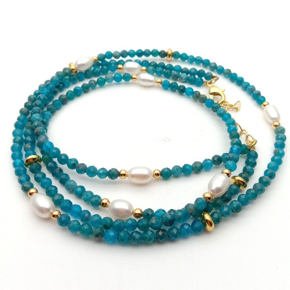 Ketten: Blau Kyanit Perlen Kette Edelstein Collier Kyanite Perle – Neu (gemäss Beschreibung) aus Prilly von ilyria73 2